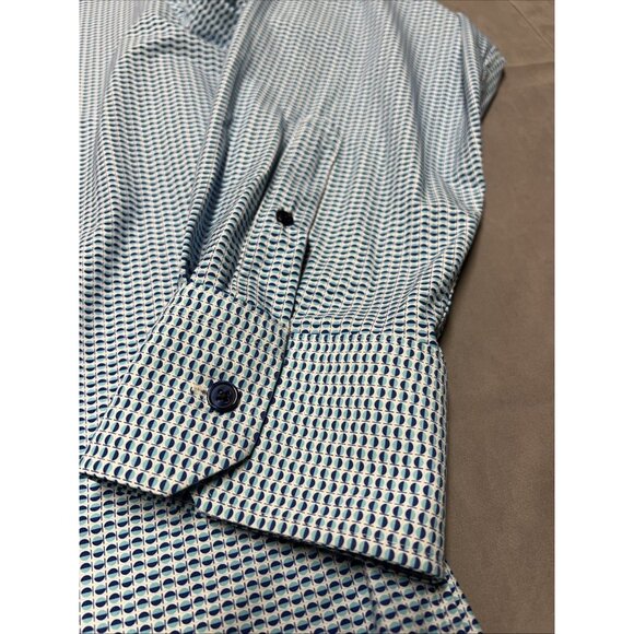 J Hilburn Geometric Blue/White Men's Size 3XL Casual Long Sleeve Button Down - Picture 6 of 16